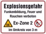 Panneau d'avertissement « Zone Ex 2 — 3 m » BIOGASKONTOR seul
