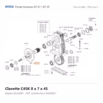 Clavette C45K 8 x 7 x 45 Doda – M209067 Vue éclatée Doda – Clavette C45K 8 x 7 x 45 Doda – M209067 (repère BUL6067)