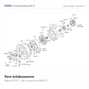 Vue éclatée Doda – Pare-éclaboussures Doda – M209117 (repère GTP117)