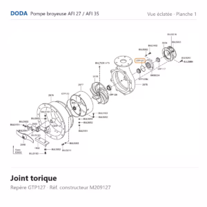 Vue éclatée Doda – Joint torique Doda – M209127 (repère GTP127)