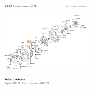 Vue éclatée Doda – Joint torique Doda – M209132 (repère GTP132)