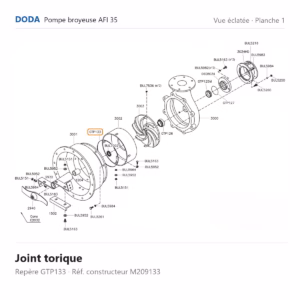 Vue éclatée Doda – Joint torique Doda – M209133 (repère GTP133)