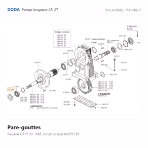 Vue éclatée Doda – Pare-gouttes Doda – M209139 (repère GTP139)