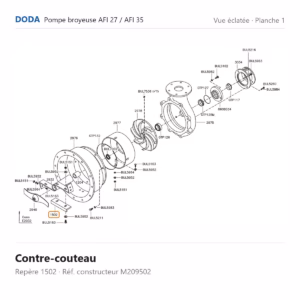 Vue éclatée Doda – Contre-couteau Doda – M209502 (repère 1502)