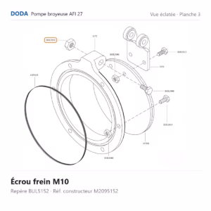 Vue éclatée Doda – Écrou frein M10 Doda – M2095152 (repère BUL5152)