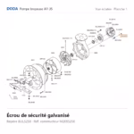 Écrou de sécurité galvanisé Doda – M2095250 Vue éclatée Doda – Écrou de sécurité galvanisé Doda – M2095250 (repère BUL5250)