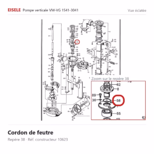 Vue éclatée Eisele Biogaz – Cordon de feutre Eisele Biogaz – 10623 (repère 38)