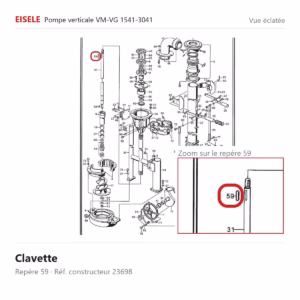 Vue éclatée Eisele Biogaz – Clavette Eisele Biogaz – 23698 (repère 59)