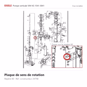 Vue éclatée Eisele Biogaz – Plaque de sens de rotation Eisele Biogaz – 24758 (repère 60)