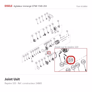 Vue éclatée Eisele Biogaz – Joint Usit Eisele Biogaz – 24865 (repère 320)