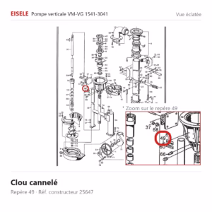 Vue éclatée Eisele Biogaz – Clou cannelé Eisele Biogaz – 25647 (repère 49)
