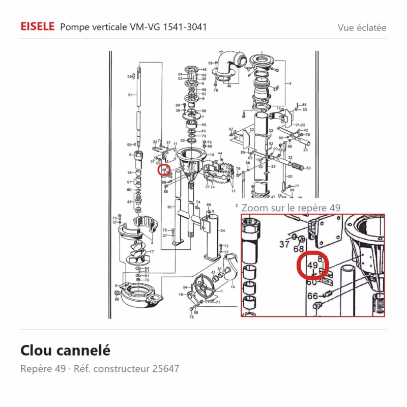 Clou cannelé Eisele Biogaz – 25647 Vue éclatée Eisele Biogaz – Clou cannelé Eisele Biogaz – 25647 (repère 49)