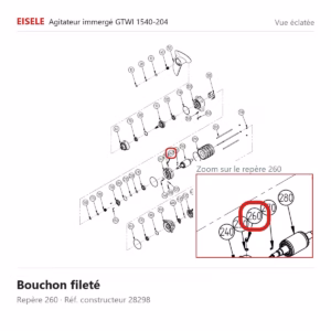 Vue éclatée Eisele Biogaz – Bouchon fileté Eisele Biogaz – 28298 (repère 260)