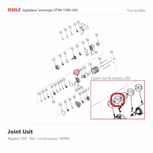 Vue éclatée Eisele Biogaz – Joint Usit Eisele Biogaz – 28300 (repère 250)