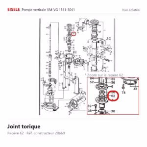 Vue éclatée Eisele Biogaz – Joint torique Eisele Biogaz – 28669 (repère 62)