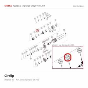 Vue éclatée Eisele Biogaz – Circlip Eisele Biogaz – 28765 (repère 80)