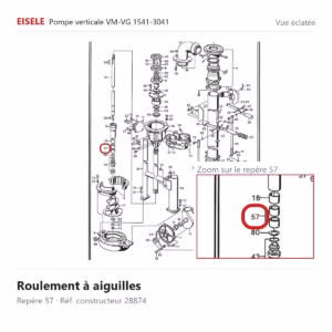 Vue éclatée Eisele Biogaz – Roulement à aiguilles Eisele Biogaz – 28874 (repère 57)