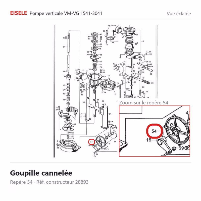 Vue éclatée Eisele Biogaz – Goupille cannelée Eisele Biogaz – 28893 (repère 54)