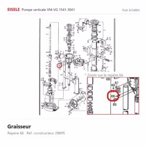 Vue éclatée Eisele Biogaz – Graisseur Eisele Biogaz – 28895 (repère 66)