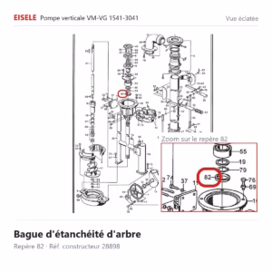 Vue éclatée Eisele Biogaz – Bague d'étanchéité d'arbre Eisele Biogaz – 28898 (repère 82)
