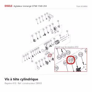 Vue éclatée Eisele Biogaz – Vis à tête cylindrique Eisele Biogaz – 28933 (repère 410)