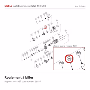 Vue éclatée Eisele Biogaz – Roulement à billes Eisele Biogaz – 29037 (repère 100)