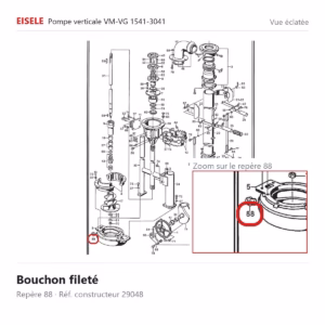 Vue éclatée Eisele Biogaz – Bouchon fileté Eisele Biogaz – 29048 (repère 88)