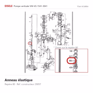 Vue éclatée Eisele Biogaz – Anneau élastique Eisele Biogaz – 29057 (repère 80)