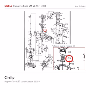 Vue éclatée Eisele Biogaz – Circlip Eisele Biogaz – 29058 (repère 79)