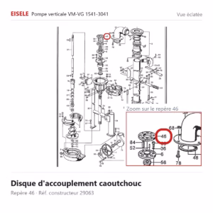 Vue éclatée Eisele Biogaz – Disque d'accouplement caoutchouc Eisele Biogaz – 29063 (repère 46)