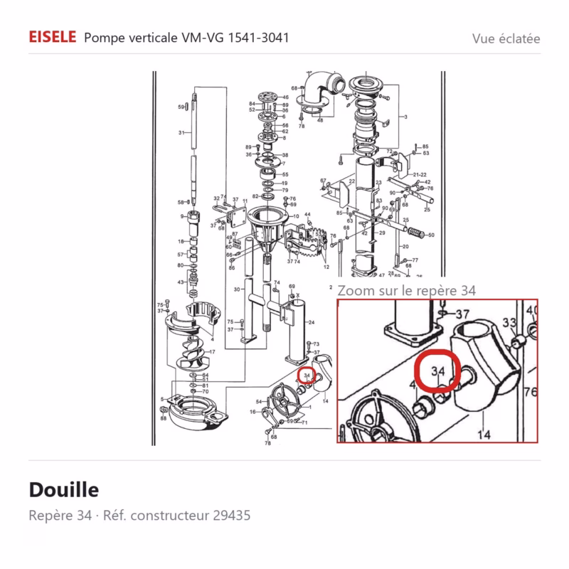 Vue éclatée Eisele Biogaz – Douille Eisele Biogaz – 29435 (repère 34)