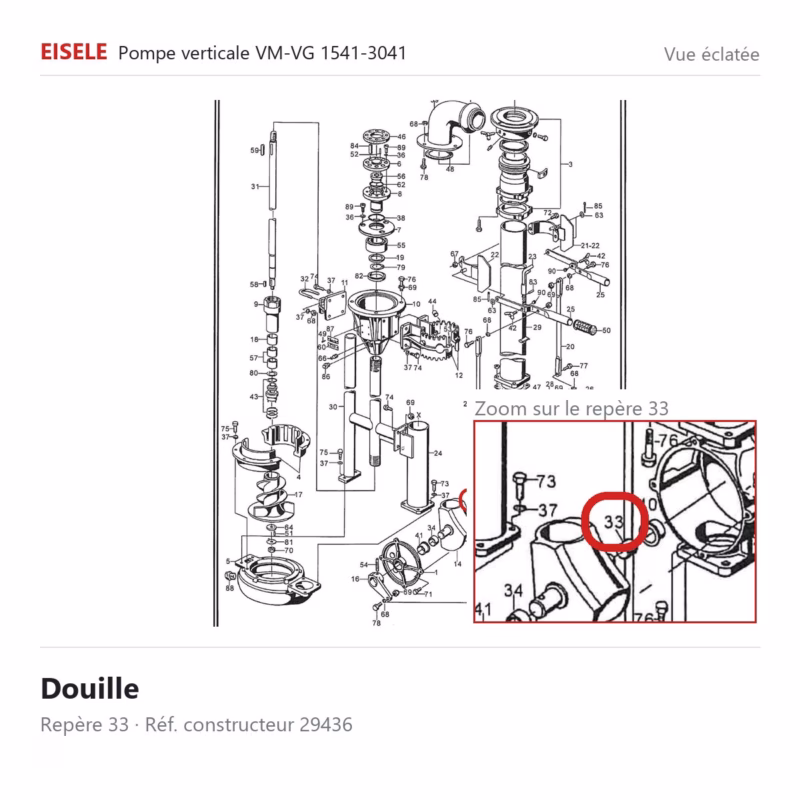 Douille Eisele Biogaz – 29436 Vue éclatée Eisele Biogaz – Douille Eisele Biogaz – 29436 (repère 33)