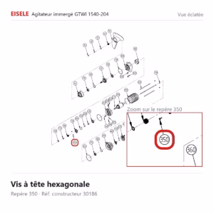 Vue éclatée Eisele Biogaz – Vis à tête hexagonale Eisele Biogaz – 30186 (repère 350)