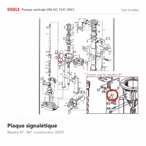 Vue éclatée Eisele Biogaz – Plaque signalétique Eisele Biogaz – 30357 (repère 87)