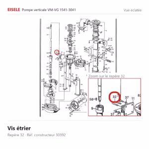 Vue éclatée Eisele Biogaz – Vis étrier Eisele Biogaz – 30392 (repère 32)