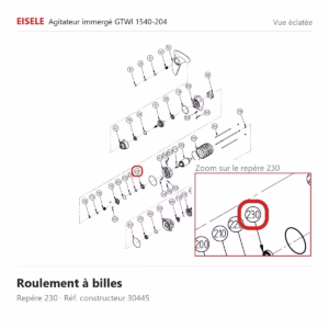 Vue éclatée Eisele Biogaz – Roulement à billes Eisele Biogaz – 30445 (repère 230)
