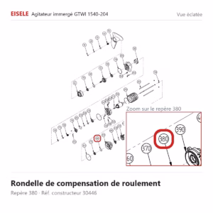 Vue éclatée Eisele Biogaz – Rondelle de compensation de roulement Eisele Biogaz – 30446 (repère 380)