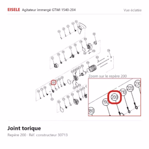 Vue éclatée Eisele Biogaz – Joint torique Eisele Biogaz – 30713 (repère 200)