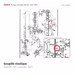 Vue éclatée Eisele Biogaz – Goupille élastique Eisele Biogaz – 30871 (repère 83)