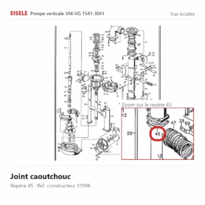 Vue éclatée Eisele Biogaz – Joint caoutchouc Eisele Biogaz – 31096 (repère 45)