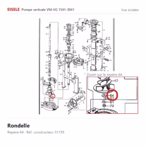 Vue éclatée Eisele Biogaz – Rondelle Eisele Biogaz – 31155 (repère 64)