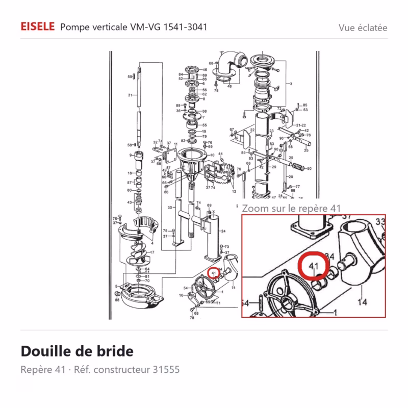 Douille de bride Eisele Biogaz – 31555 Vue éclatée Eisele Biogaz – Douille de bride Eisele Biogaz – 31555 (repère 41)