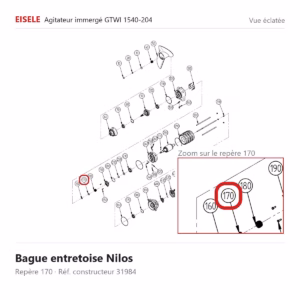 Vue éclatée Eisele Biogaz – Bague entretoise Nilos Eisele Biogaz – 31984 (repère 170)