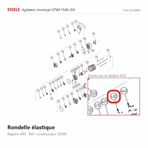 Vue éclatée Eisele Biogaz – Rondelle élastique Eisele Biogaz – 33367 (repère 430)