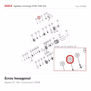 Vue éclatée Eisele Biogaz – Écrou hexagonal Eisele Biogaz – 33548 (repère 20)