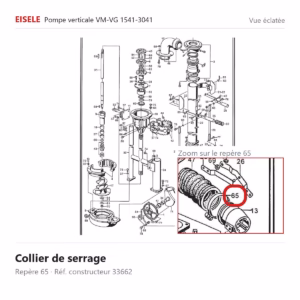 Vue éclatée Eisele Biogaz – Collier de serrage Eisele Biogaz – 33662 (repère 65)