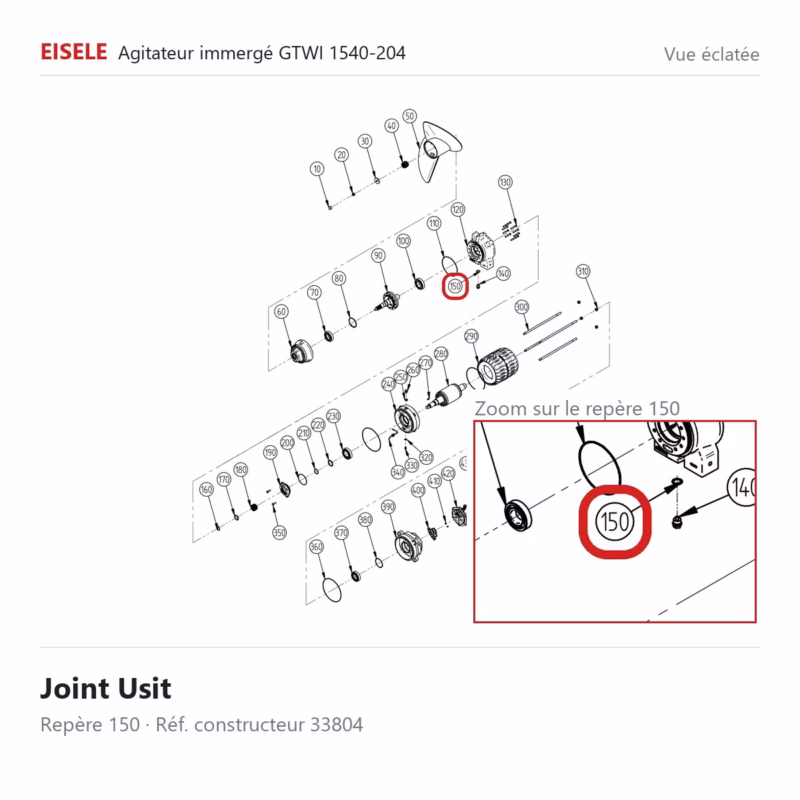 Joint Usit Eisele Biogaz – 33804 Vue éclatée Eisele Biogaz – Joint Usit Eisele Biogaz – 33804 (repère 150)