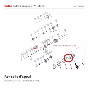 Vue éclatée Eisele Biogaz – Rondelle d'appui Eisele Biogaz – 34162 (repère 220)