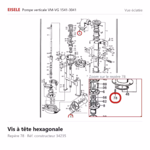 Vue éclatée Eisele Biogaz – Vis à tête hexagonale Eisele Biogaz – 34235 (repère 78)