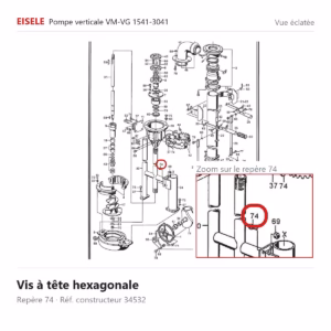 Vue éclatée Eisele Biogaz – Vis à tête hexagonale Eisele Biogaz – 34532 (repère 74)